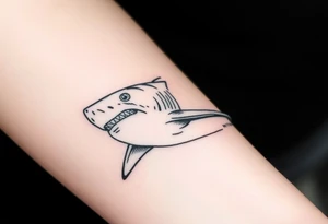 Masculine strong great white shark flowing forward in water tattoo idea