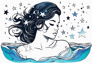 girl in water with stars above tattoo idea