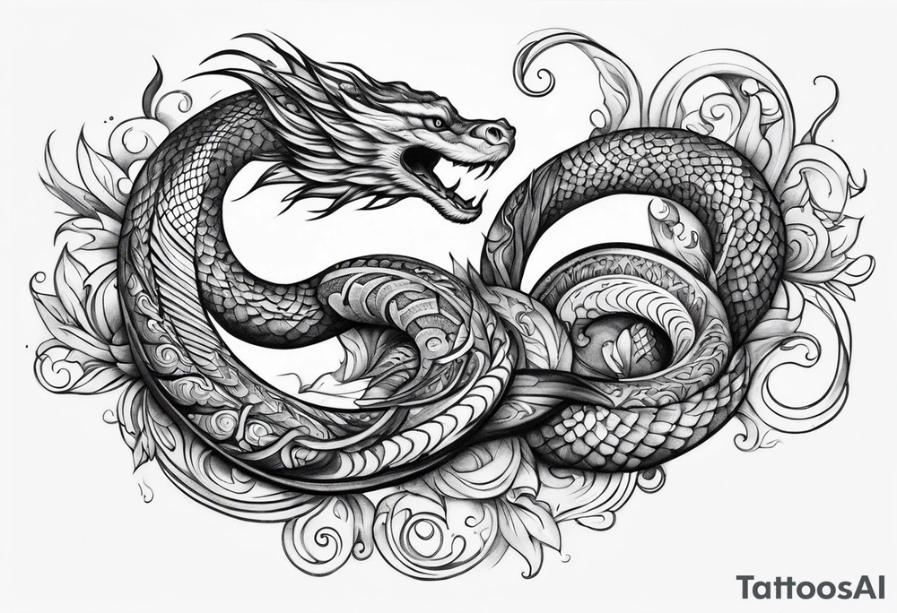 flowing serpent tail tattoo idea