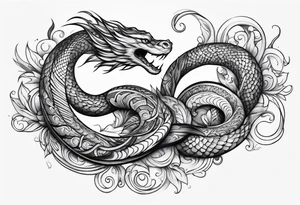 flowing serpent tail tattoo idea