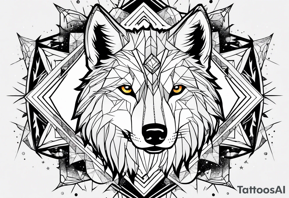 Constellation, animal wolf snow , géométric tattoo idea