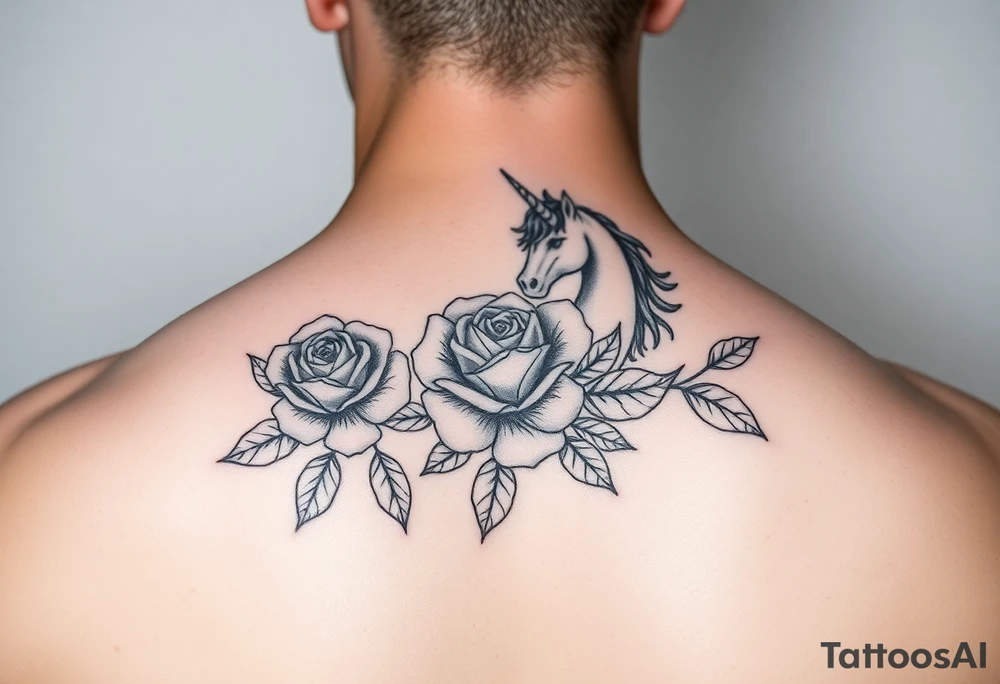 Yellow rose and unicorn tattoo idea