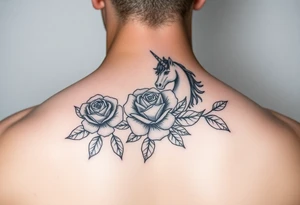 Yellow rose and unicorn tattoo idea