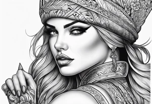 Dagger,women curved on the blade, tattoo idea