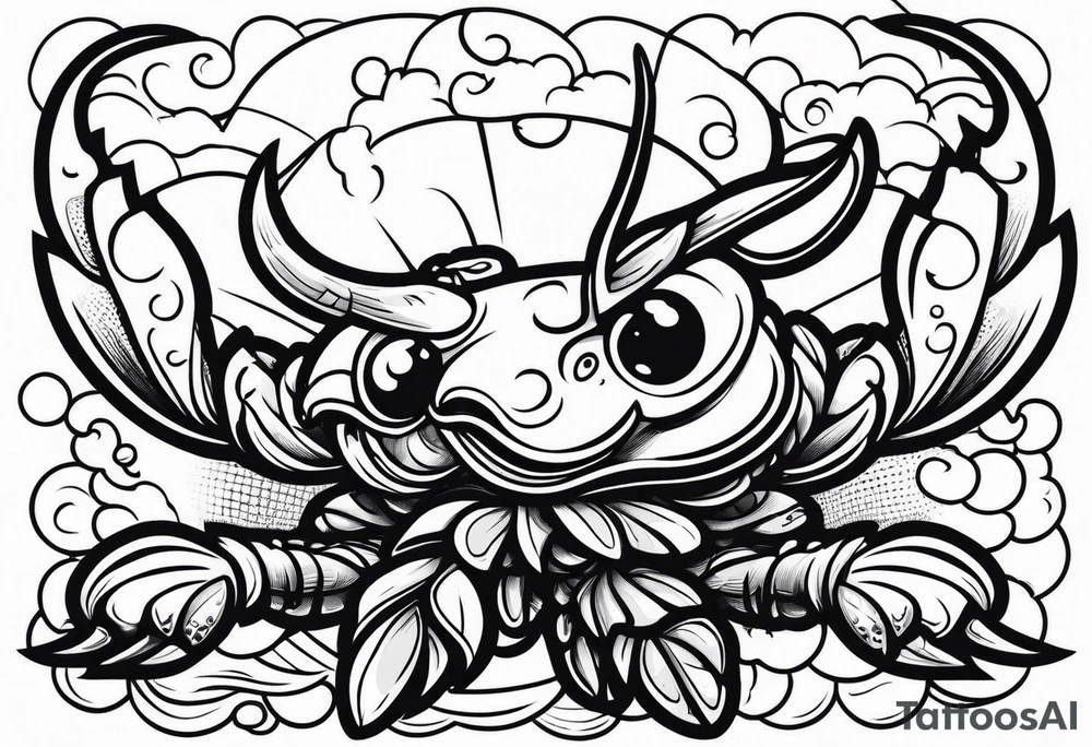 Crawfish with a gun in each claw tattoo idea