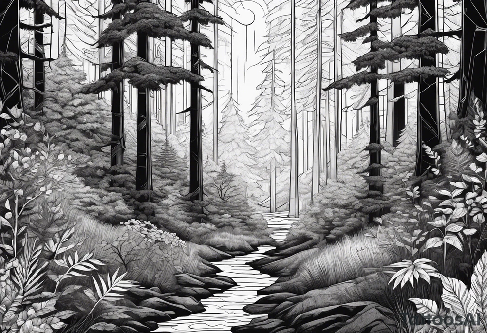 Dense forest tattoo idea