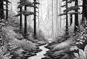 Dense forest tattoo idea