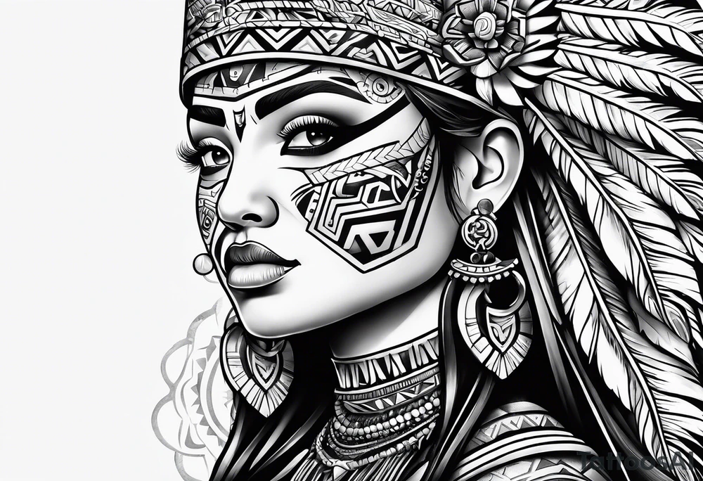 Tohono Oʼodham Aztec tribe tattoo idea