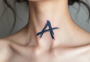 A brushstroke "A" in deep navy blue, fading into a smoky gray. tattoo idea