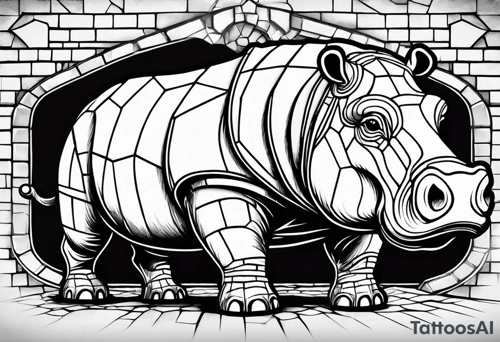 Hippo brick mason tattoo idea
