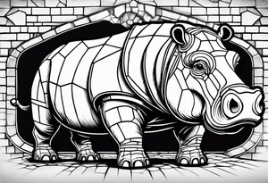 Hippo brick mason tattoo idea