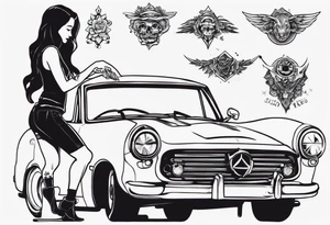 Girl working on a car tattoo idea