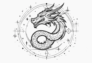 contour dragon on the background of the constellation Virgo tattoo idea