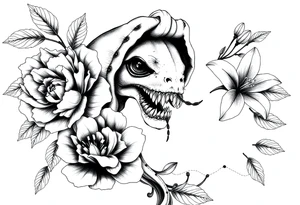 peonies and lilies with medusa head tattoo idea