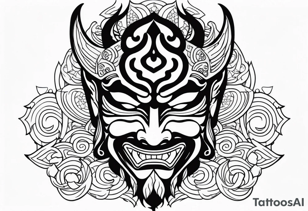 japanesenoh mask, anger, tattoo idea