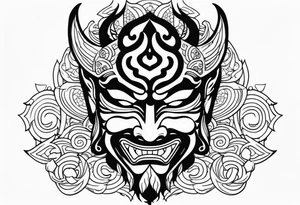 japanesenoh mask, anger, tattoo idea