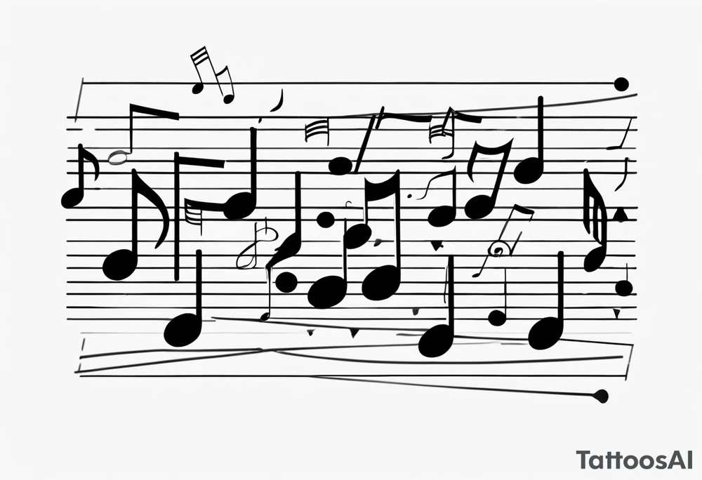 Music notes where the notes are attached to dancing heads tattoo idea