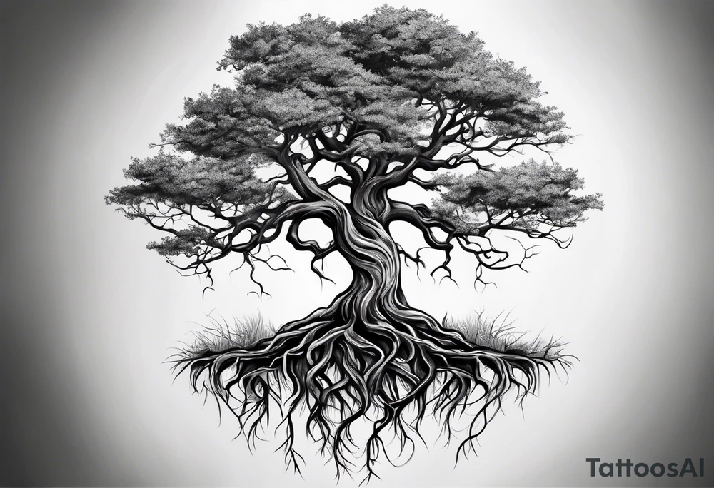 A Tattoo of a tree. Tree roots starting from my toes and growing upwards onto my leg and ending at my knee tattoo idea