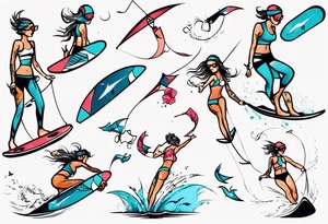 Kiteboarding girl tricks tattoo idea
