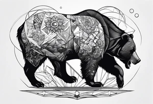 bear versus bull in space tattoo idea