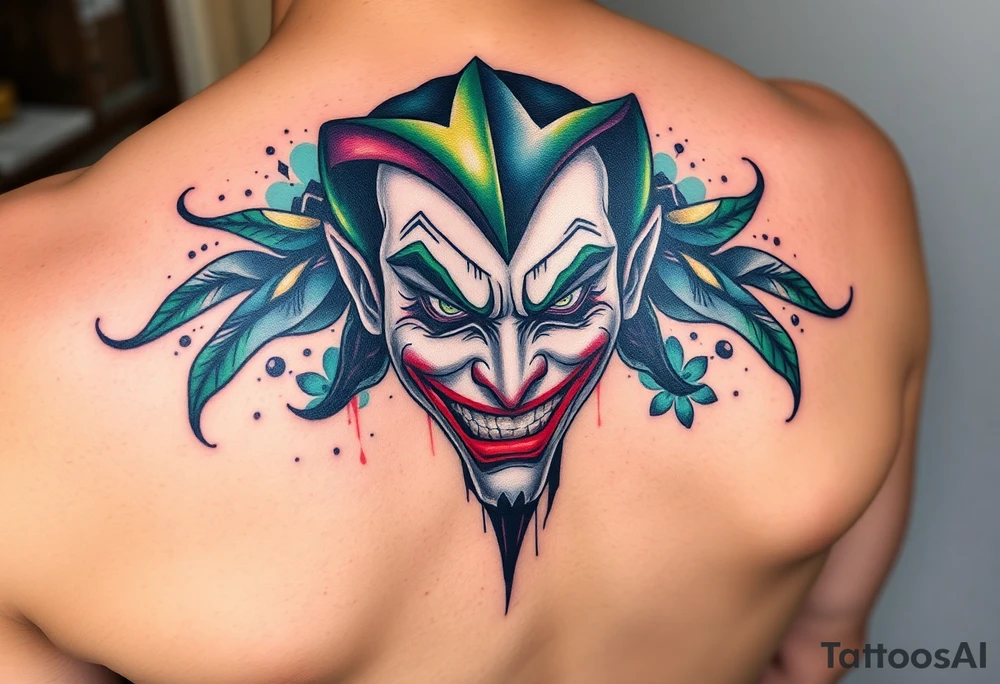 graphic 3d joker design tattoo idea