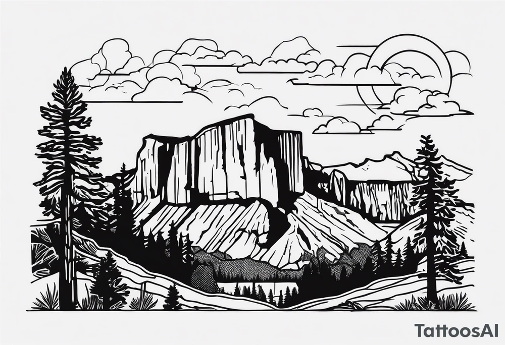 incorporate landmarks of Yosemite National Park, Bryce Canyon, Zion National Park, Joshua Tree National Park, Smokey Mountains and the Blueridge Mountains into one image. tattoo idea