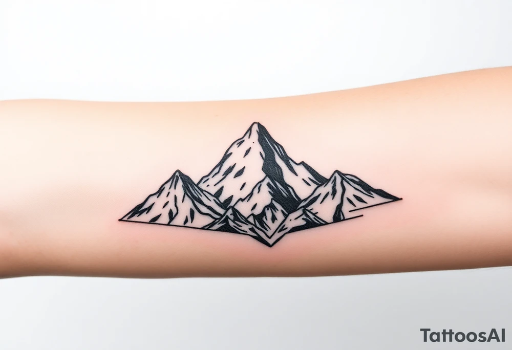 mountains, sky, and abstract art tattoo idea