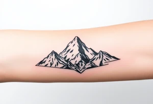 mountains, sky, and abstract art tattoo idea