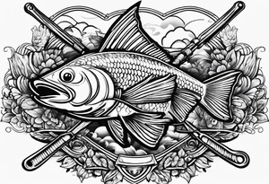 Fishingpole with memorium of a friend tattoo idea