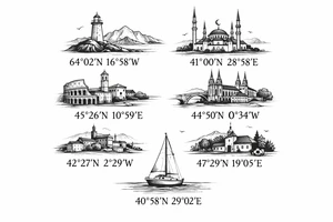 Iceland x3 (sindri, ibv, stjarnan)
Italy x2 (Verona, Sassuolo)
Spain (Logrono) 
Turkey x2 (Fenerbahce, Besiktas)
Hungary (Fradi)
France (Bordeaux) Something small that contains these countries or clubs no logos maybe coordinates tattoo idea