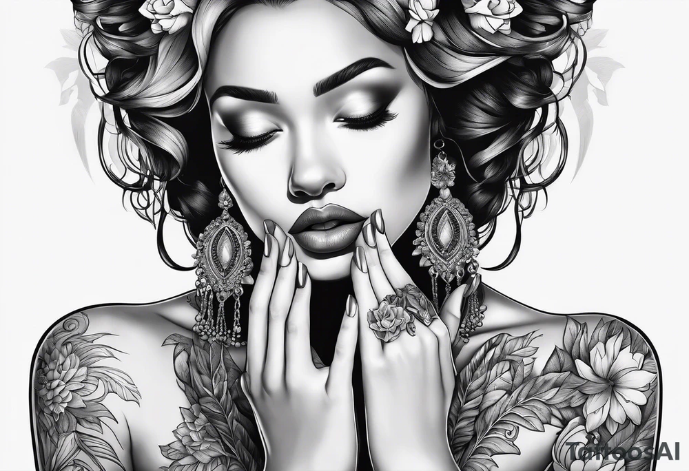 Praying woman hands in front tattoo idea