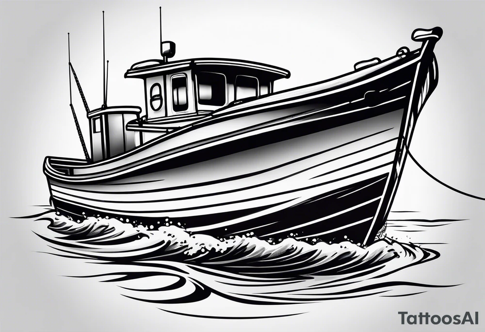 Fishing on boat tattoo idea