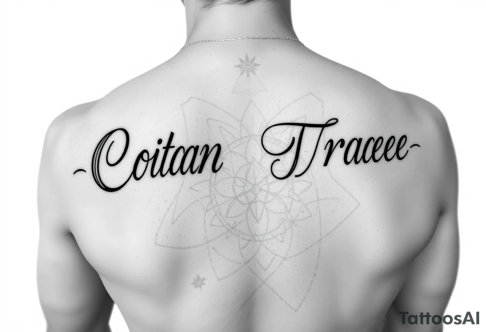 The names colton and tracee combined together in one word but you can read both names tattoo idea