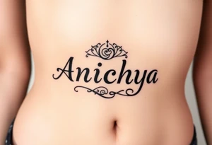 Create a tattoo that writes the Hindi word "Anichya" with A circle or spiral, which represents the cyclical nature of life and death tattoo idea
