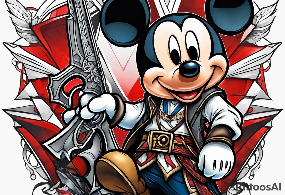 mickey mouse as assassins creed character tattoo idea