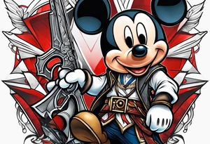mickey mouse as assassins creed character tattoo idea
