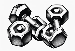 hexagonal dumbbell tattoo idea