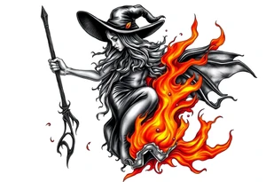 Witch in the flame tattoo idea