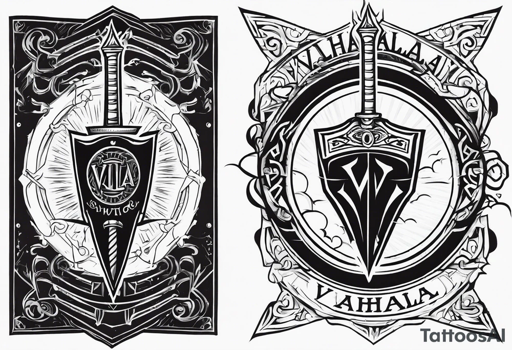 Valhalla sword shield lightning tattoo idea