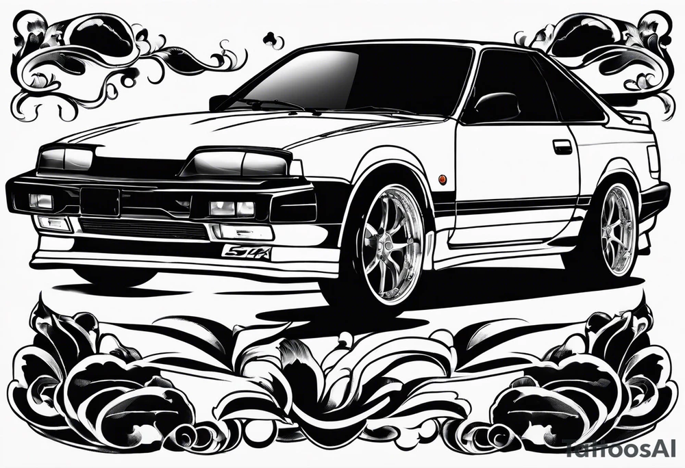 Car nissan 200sx with pop up lights tattoo idea