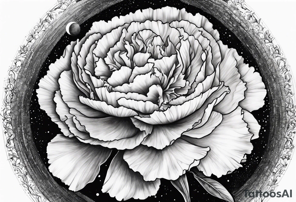 carnation and full moon tattoo idea