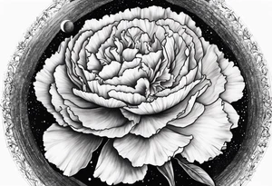 carnation and full moon tattoo idea