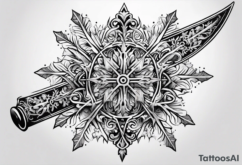 snowflakes on swords tattoo idea