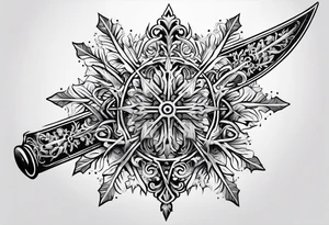 snowflakes on swords tattoo idea