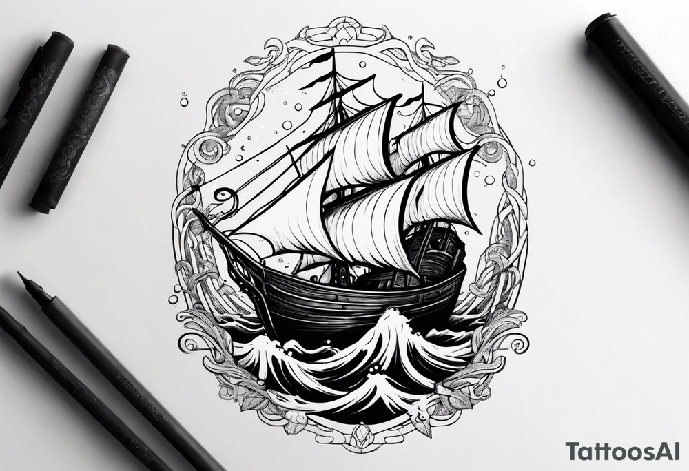 Kraken coming out of water tattoo idea