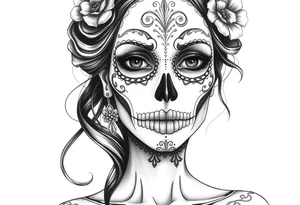Beautiful woman sugar skull tattoo idea