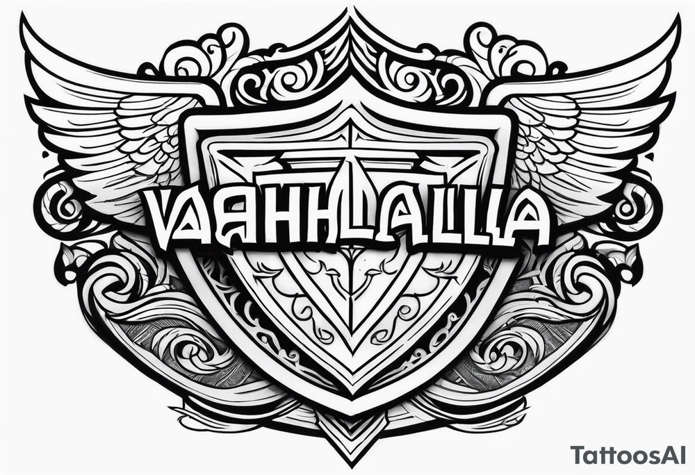 Valhalla sword shield heaven tattoo idea