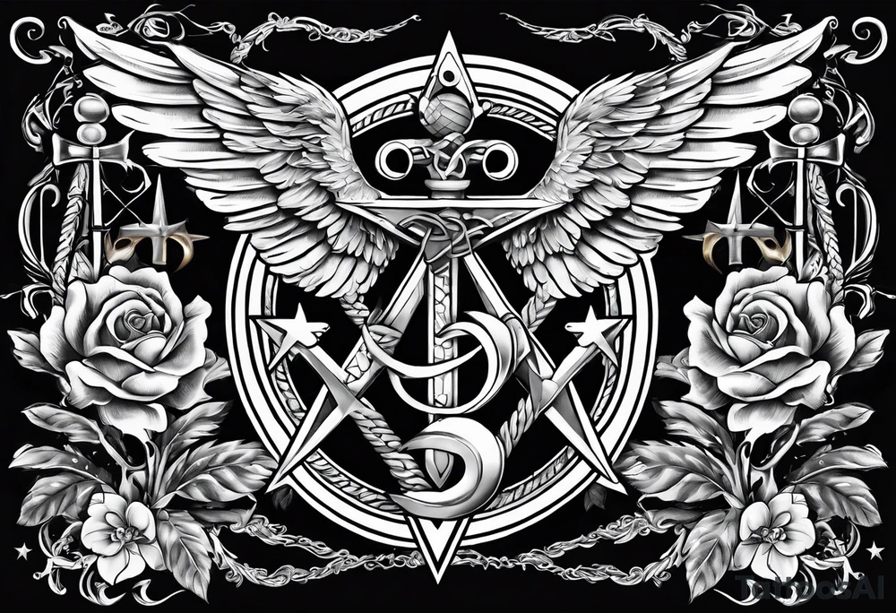 Staff of caduceus with masonic symbols tattoo idea