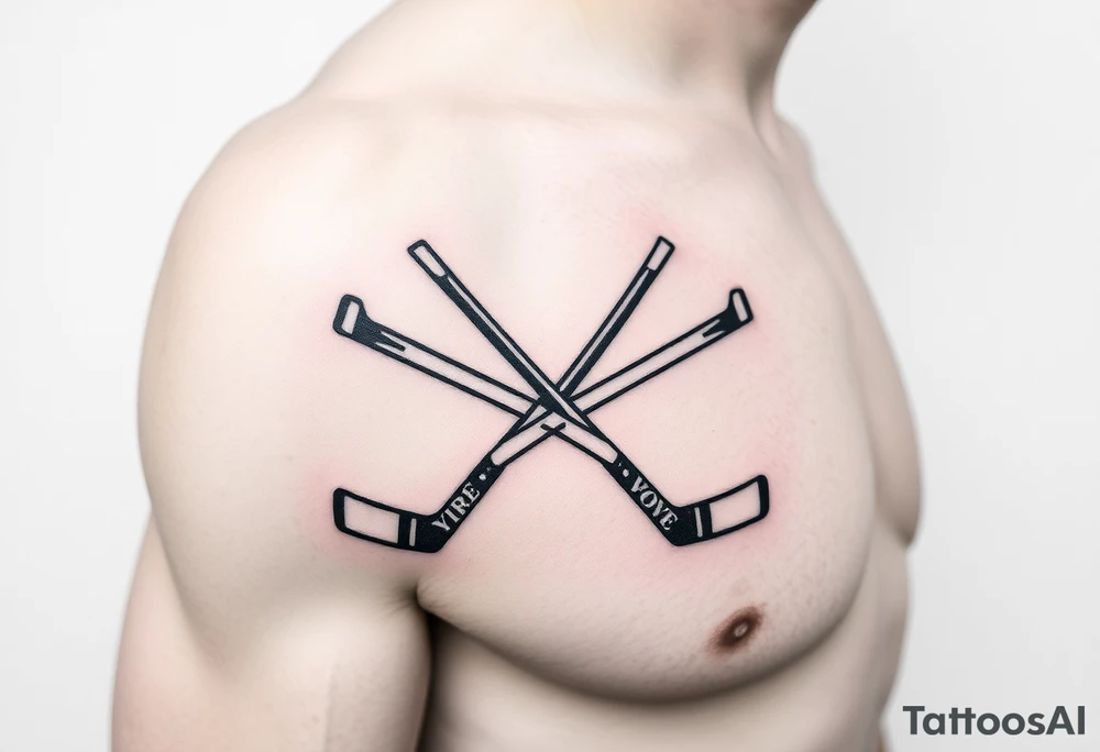 Hockey sticks crossed tattoo idea