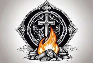 christian 
cross and campfire tattoo idea